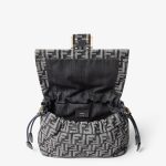 FENDI Mamma Baguette Medium Dark blue denim-effect FF jacquard bag - Image 6